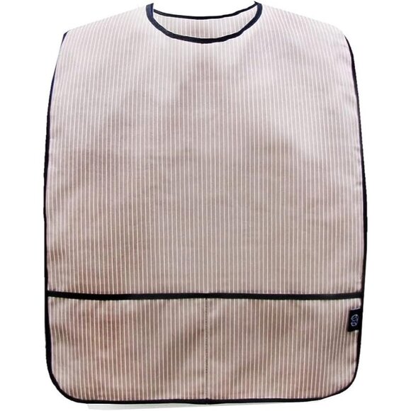 Nibble and Dribble Adult Clothing Protector - Linen Stripe - Picture 1 of 1